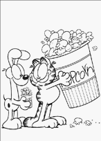 coloriage garfield et les pop corns